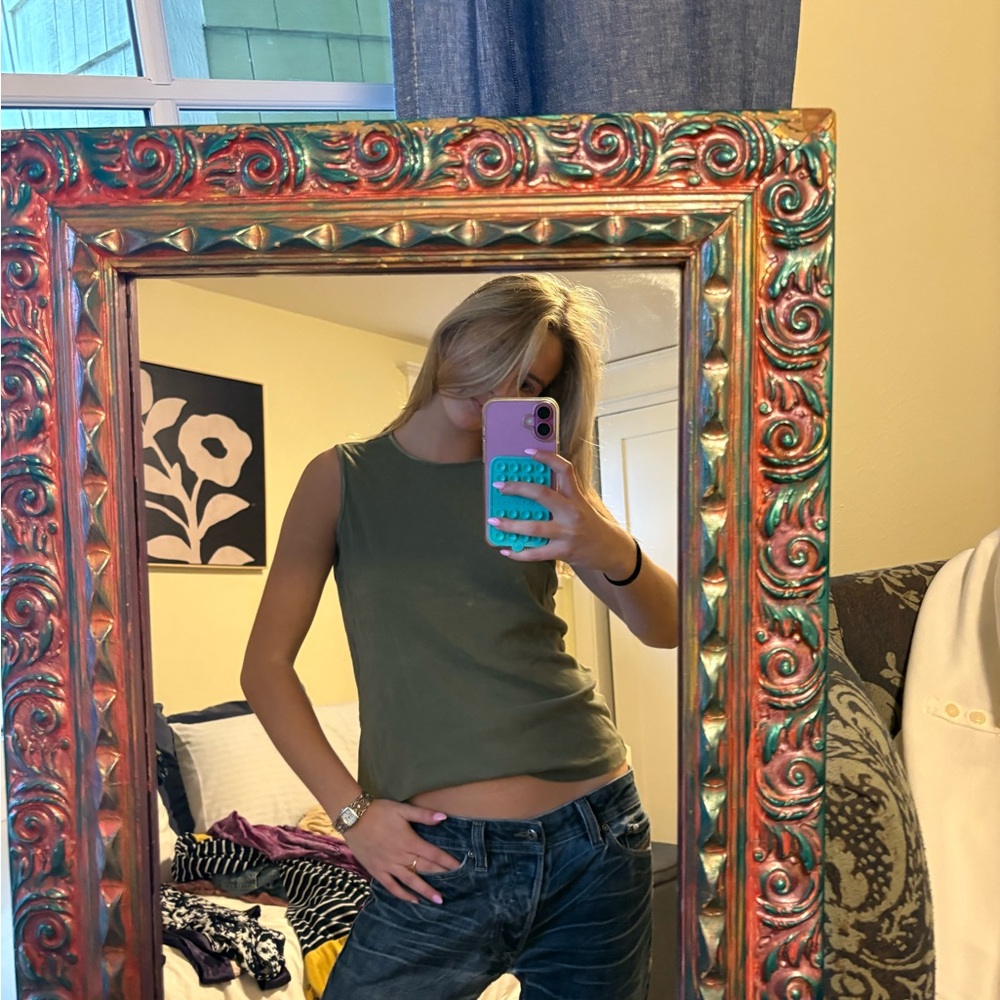 Olive Green Sleeveless Top